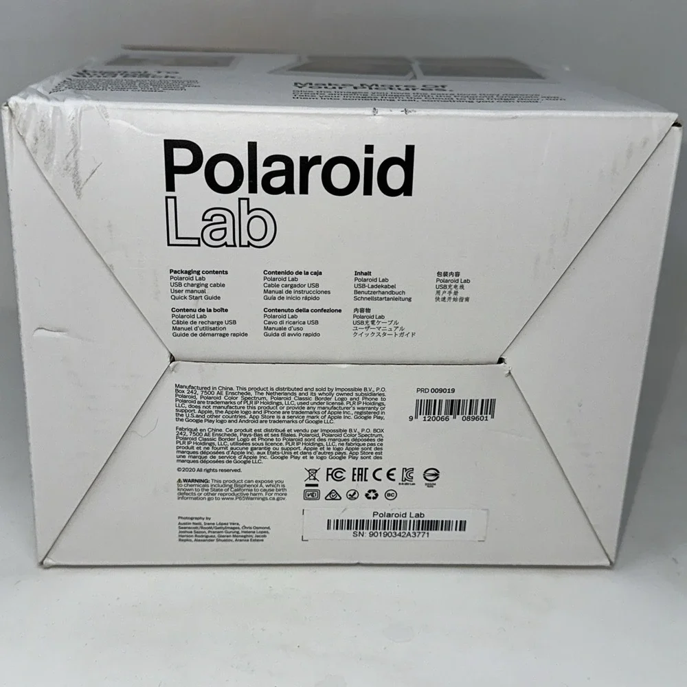Polaroid Lab Camera Brand New In Box White With Small Rainbow Stripes In Front